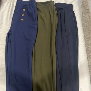 Set of three dress pants!From SHEIN. all a size XS! Navy and forest green color